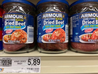 Grovetown, Ga USA - 06 25 22: Retail grocery store Armor dried beef and price