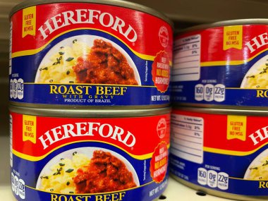 Grovetown, Ga USA - 06 25 22: Retail grocery store Hereford canned roast beef