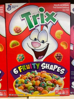 Grovetown, Ga USA - 07 24 22: Retail grocery store Trix fruity shapes cereal