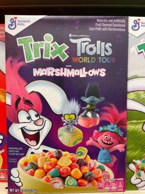 Grovetown, Ga USA - 07 24 22: Retail grocery store Trix Trolls cereal
