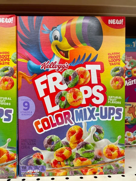 Grovetown, Ga USA - 07 24 22: Retail grocery store Froot Loops color mix ups