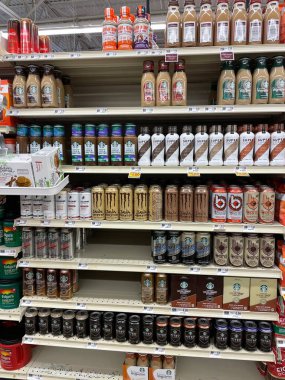 Augusta, Ga USA - 11 22 21: Retail grocery store coffee drink section and prices