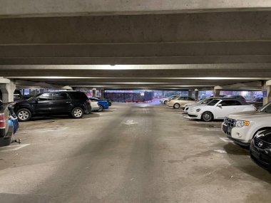 Augusta, Ga USA - 12 14 21: Hospital parking garage deck looking ahead