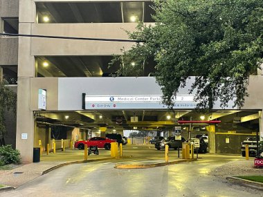 Augusta, Ga USA - 12 14 21: Hospital parking garage deck lighted entrance