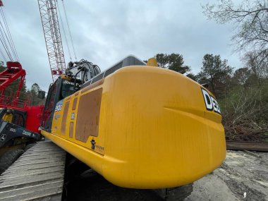 Augusta, Ga USA - 03 19 22: CAT heavy construction machinery back view
