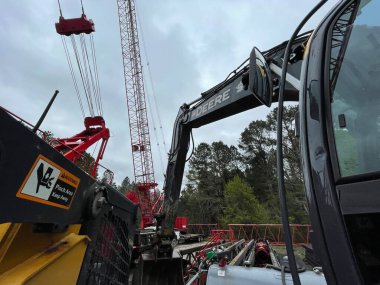 Augusta, Ga USA - 03 19 22: CAT heavy construction machinery close up