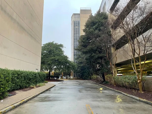 Augusta Usa Childrens Hospital Georgia Exterior Wet Road Buildings — стоковое фото