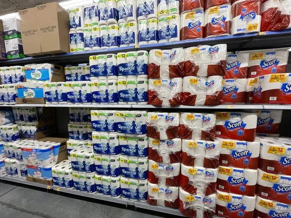 Augusta Usa Wnętrze Sklepu Spożywczego Walmart Ręczniki Papierowe Sparkle Scott — Zdjęcie stockowe