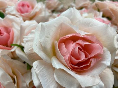 Yapay çiçek soyut arkaplan beyaz gül pembe merkez