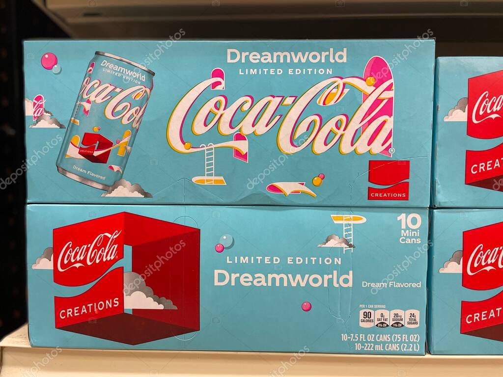 Grovetown, Ga USA - 08 17 22: Retail grocery store Coca Cola Dreamworld limited edition