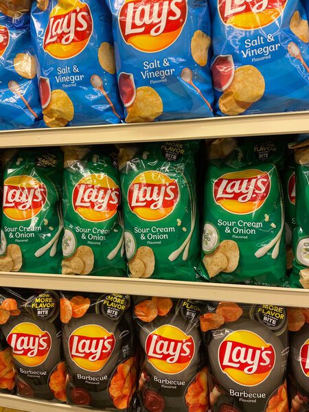 Grovetown, Ga USA - 10 08 22: Grocery store Lays potato chips variety