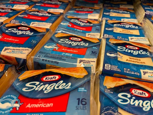 Grovetown Usa Rebanadas Queso Kraft Tienda Minorista Comestibles América Imagen De Stock