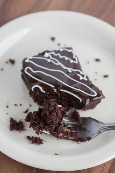 Chocolate Fudge Brownies with Chocolate Ganache and White Chocol — Stock Photo, Image