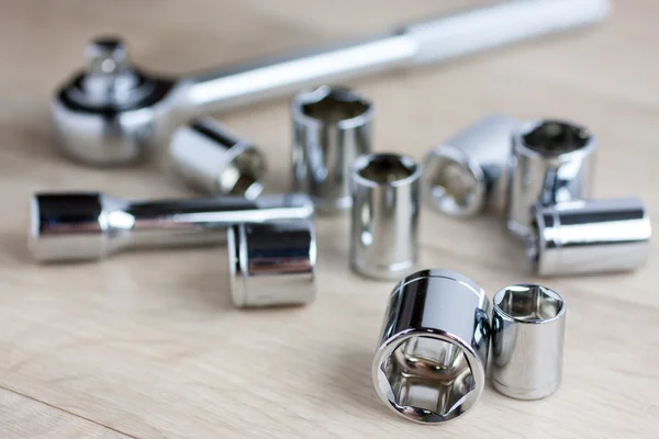 Sockets Laying on a Tool bench — Stock Photo, Image