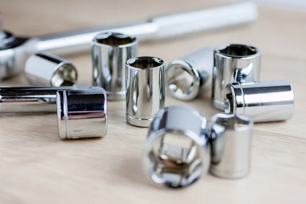Sockets Laying on a Tool bench — Stock Photo, Image