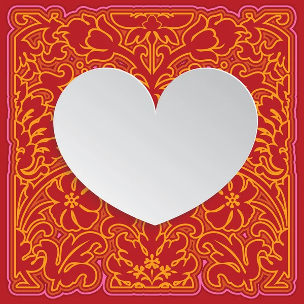 Red paper heart Valentines day card — Stock Vector