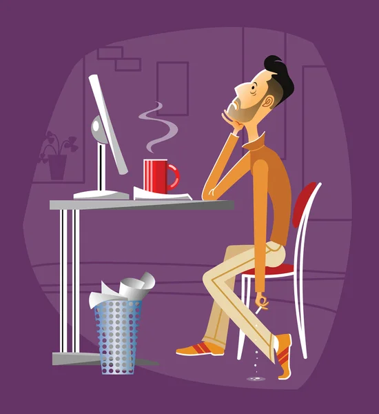 Tasarımcı yaratıcı düşünce için masada oturuyor