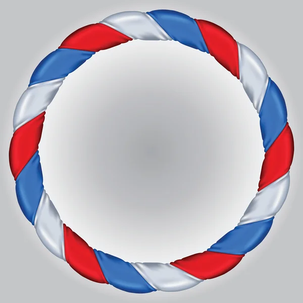 Beyaz, kırmızı ve mavi renk çelenk örgülü saten şeritler