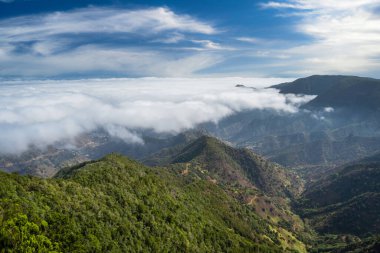view of Vallehermoso from Garajonay National Park. La Gomera. Spain clipart