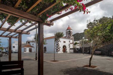 Mocanal Meydanı ve Kilise. El Hierro 'da. Kanarya Adası. İspanya