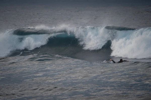 Zeegezicht Surfen Altillo Moya Gran Canaria Canarische Eilanden Spanje — Stockfoto