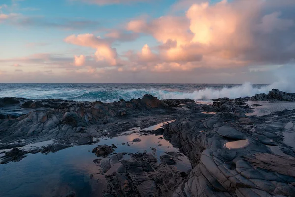 Puertillo Bunte Meereslandschaft Bei Sonnenuntergang Arucas Gran Canaria Kanarische Inseln — Stockfoto