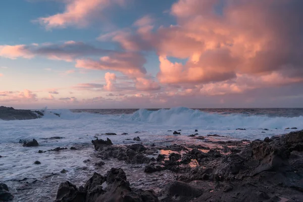Puertillo Bunte Meereslandschaft Bei Sonnenuntergang Arucas Gran Canaria Kanarische Inseln — Stockfoto