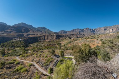 Santa Luca de Tirajana manzarası. Büyük Kanarya. İspanya