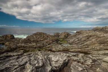 Malin Head yolu manzarası. Donegal. İrlanda