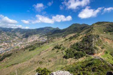 Panoramik manzara. Pico do Facho bakış açısından. Madeira Adası 'nın güneyi. Portekiz