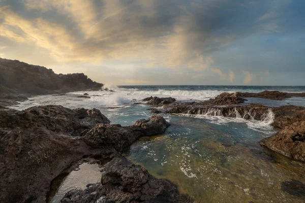 Galdar Seascape Bei Sonnenuntergang Gran Canaria Kanarische Inseln — Stockfoto