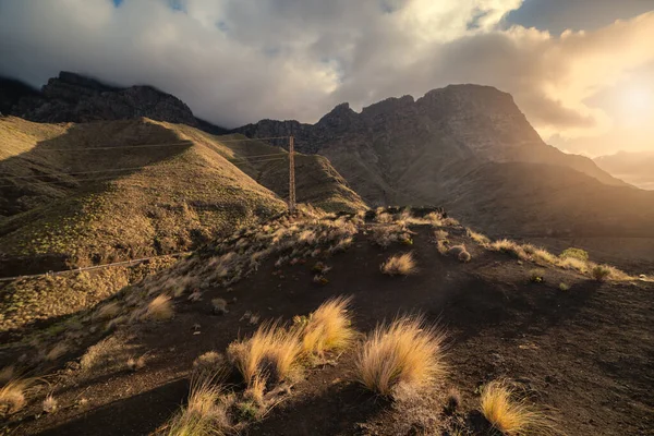 Krajobraz Widok Góry Tamadaba Agaete Zachodzie Słońca Gran Canaria Wyspy — Zdjęcie stockowe