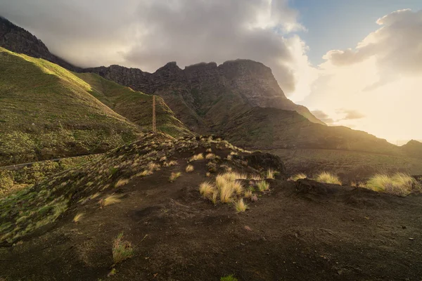 Krajobraz Widok Góry Tamadaba Agaete Zachodzie Słońca Gran Canaria Wyspy — Zdjęcie stockowe