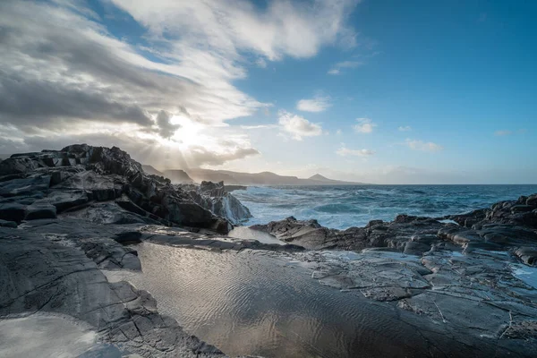 Krajobraz Morski Puertillo Arucas Wyspy Kanaryjskie Gran Canaria — Zdjęcie stockowe