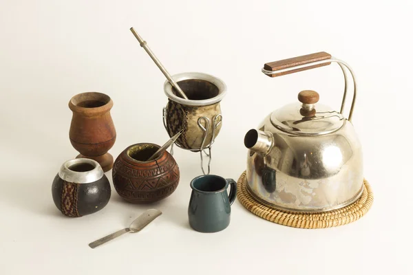 Set de té con una bebida tradicional Mate — Foto de Stock