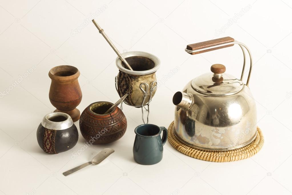 Tea set with a traditional drink Mate