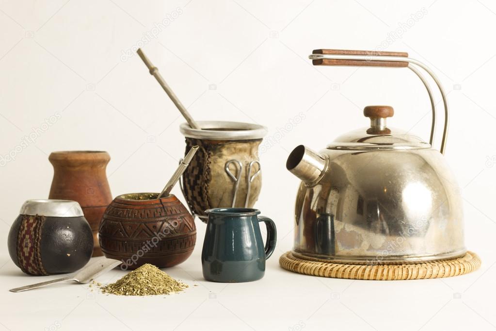Tea set with a traditional drink Mate