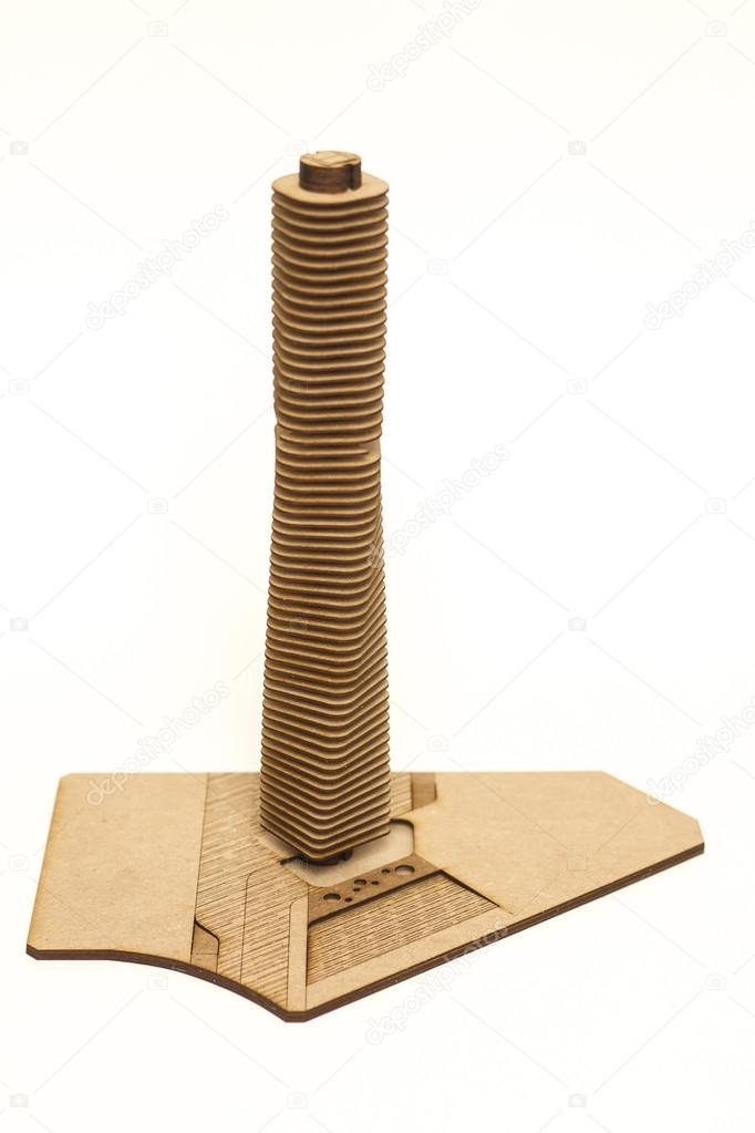 Architecture wooden model of a skyscraper building