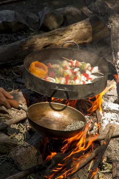 Brochette na ogień — Zdjęcie stockowe