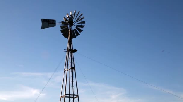 Primer plano de un molino de viento — Vídeos de Stock