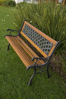 ahşap park bankında