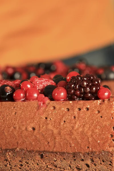 Mousse de chocolate y pastel de bayas — Foto de Stock