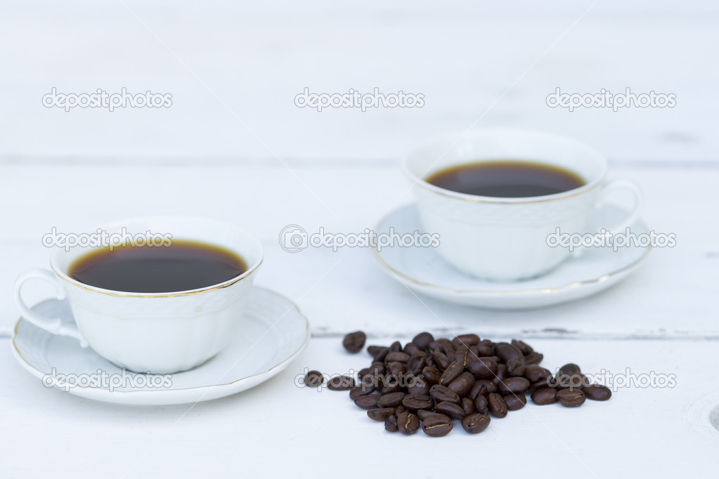 Coffe set in white environment