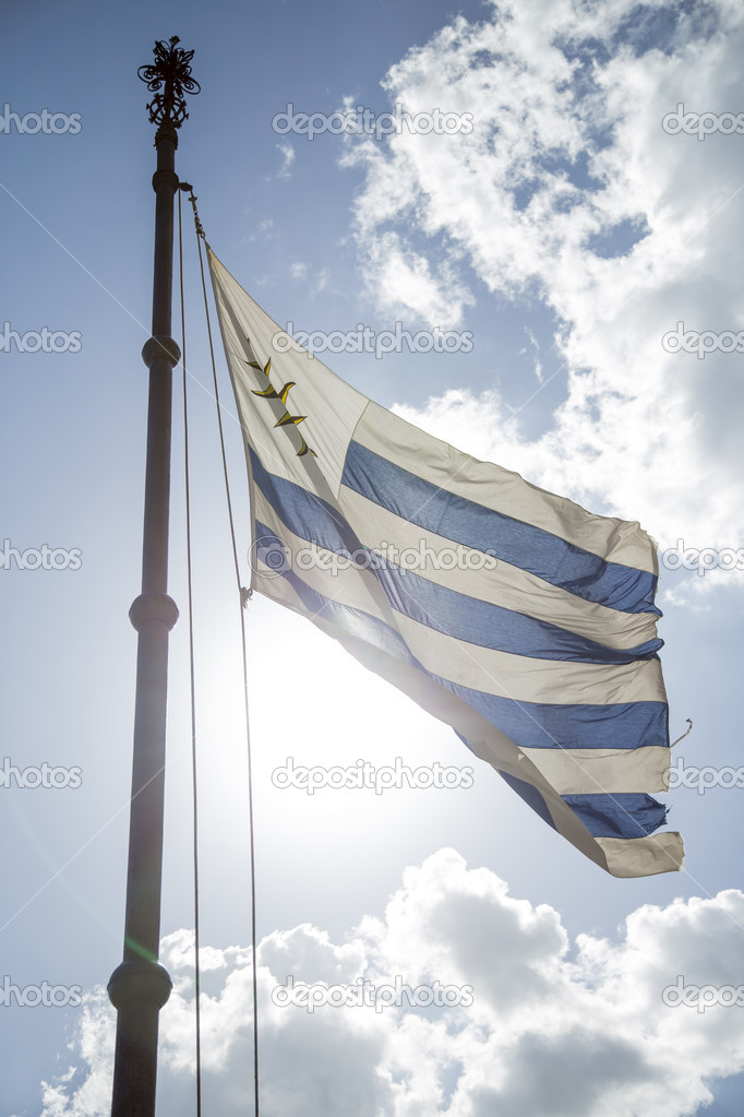 Uruguay flag moving with the wind
