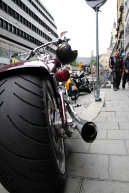 Oslo. Norway.  Protest of motorcycle clubs. clipart