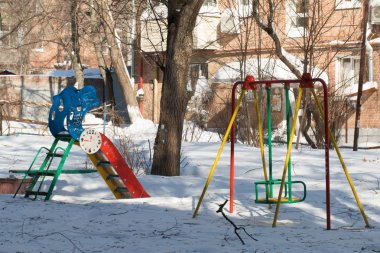Winter Playground Swingset Equipment clipart