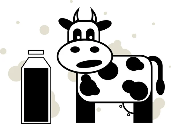 Vaca y leche — Vector de stock