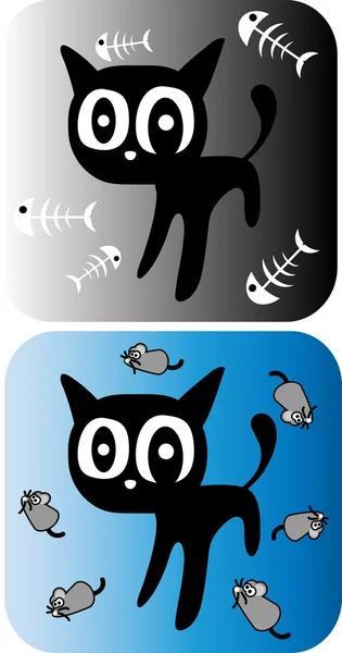 Kočka, myš a ryby. — Stockový vektor