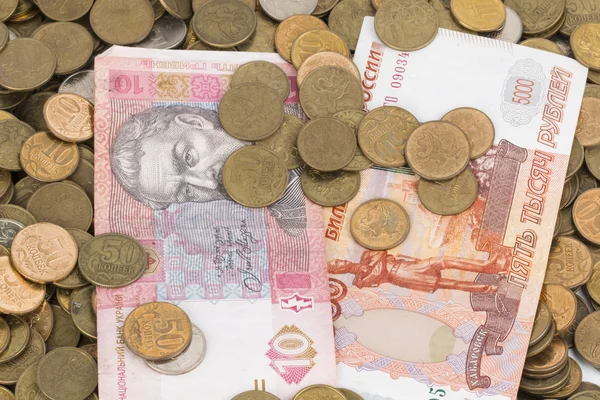 Dinero ruso y ucraniano . —  Fotos de Stock
