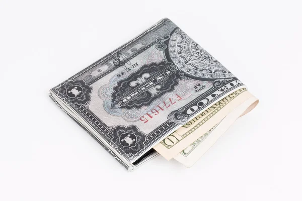 Сумочка с банкнотами . — стоковое фото